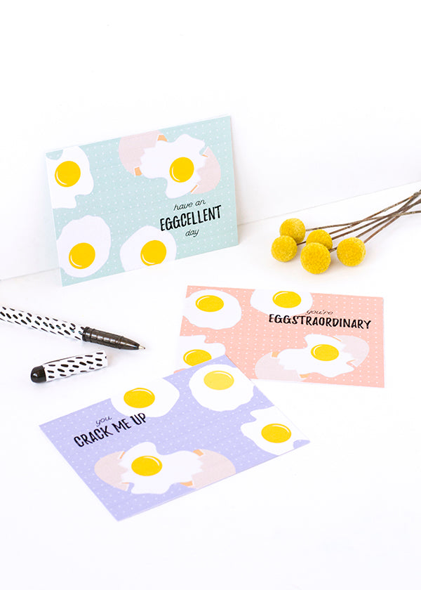 Free printable punny egg postcards