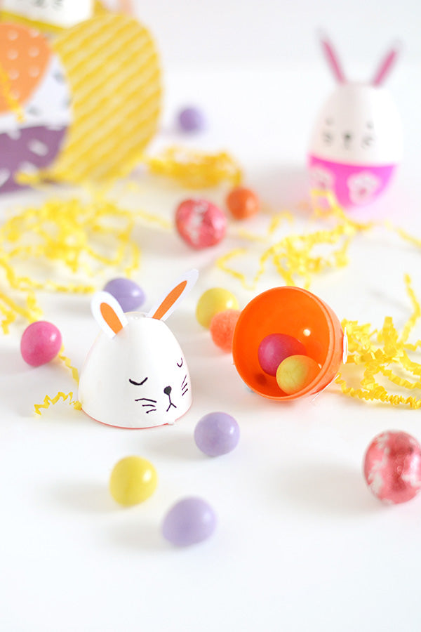 DIY easter egg bunnies and printable basket