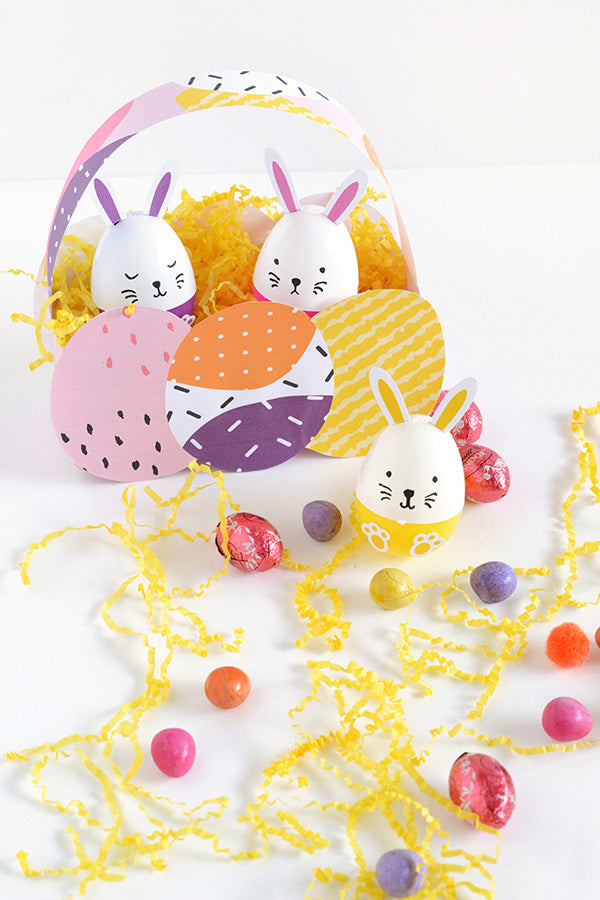 DIY easter egg bunnies and printable basket