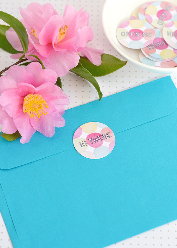 Printable polka dot envelope seals