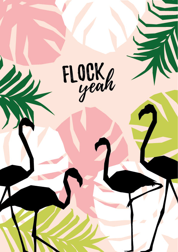 'Flock yeah' printable flamingo wall art - click through for your free poster!