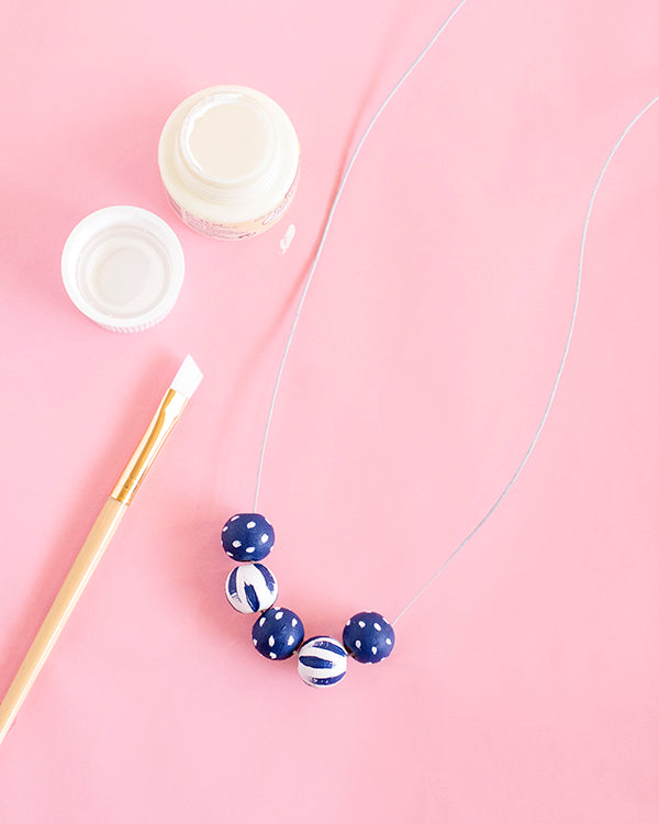 Painted wood bead necklace