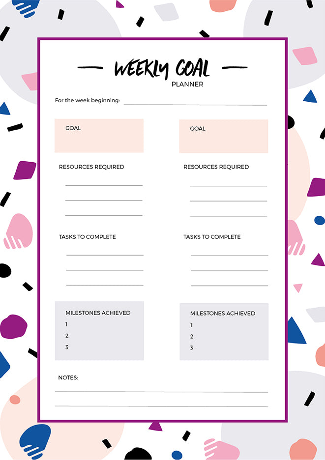 Weekly goal planner printable - free with this month's newsletter!