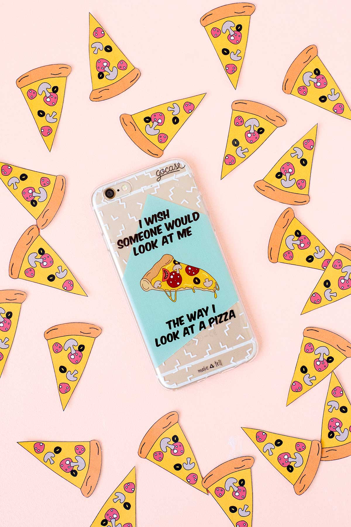 Pizza phone case. Design by Make and Tell, available from Gocase