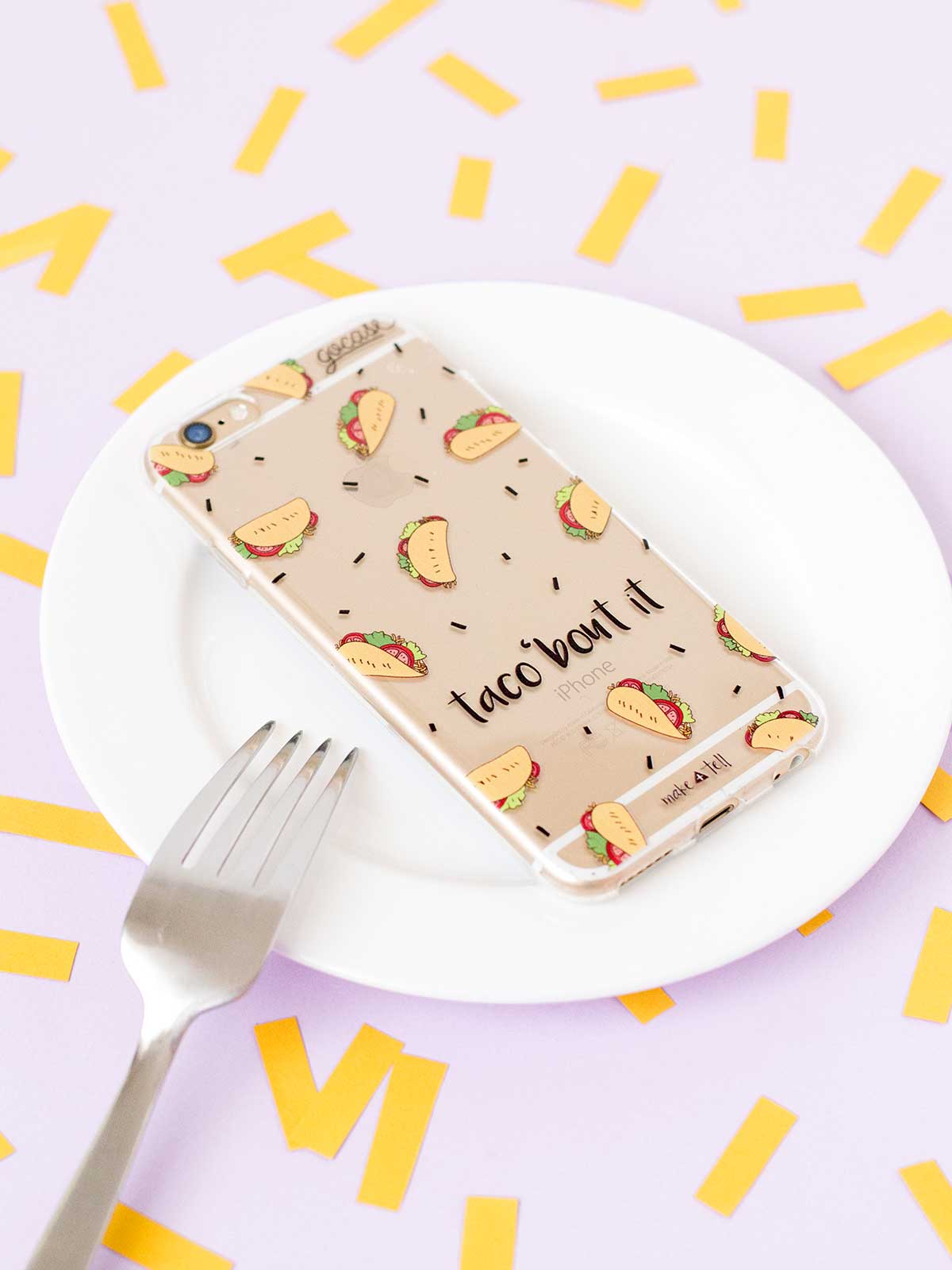 Taco 'bout it phone case. Design by Make and Tell, available from Gocase