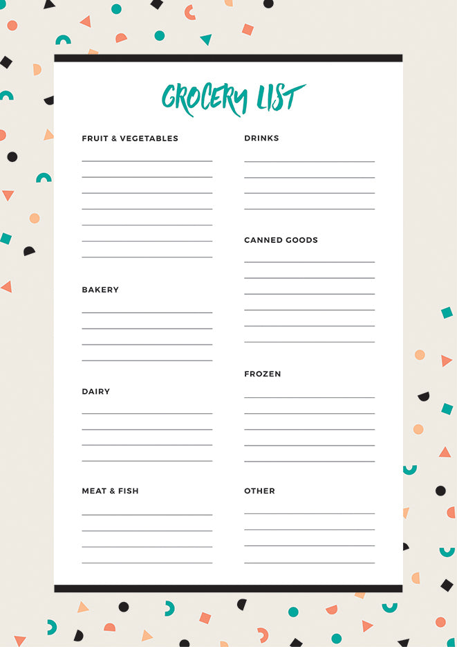 Grocery list printable - free with this month's newsletter!