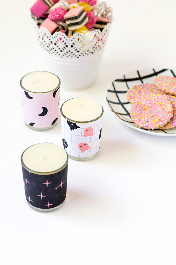 Halloween votive wraps with free printable