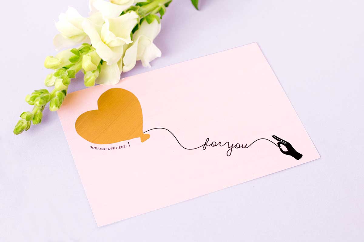 Heart balloon scratch off greeting card DIY - with free printable!