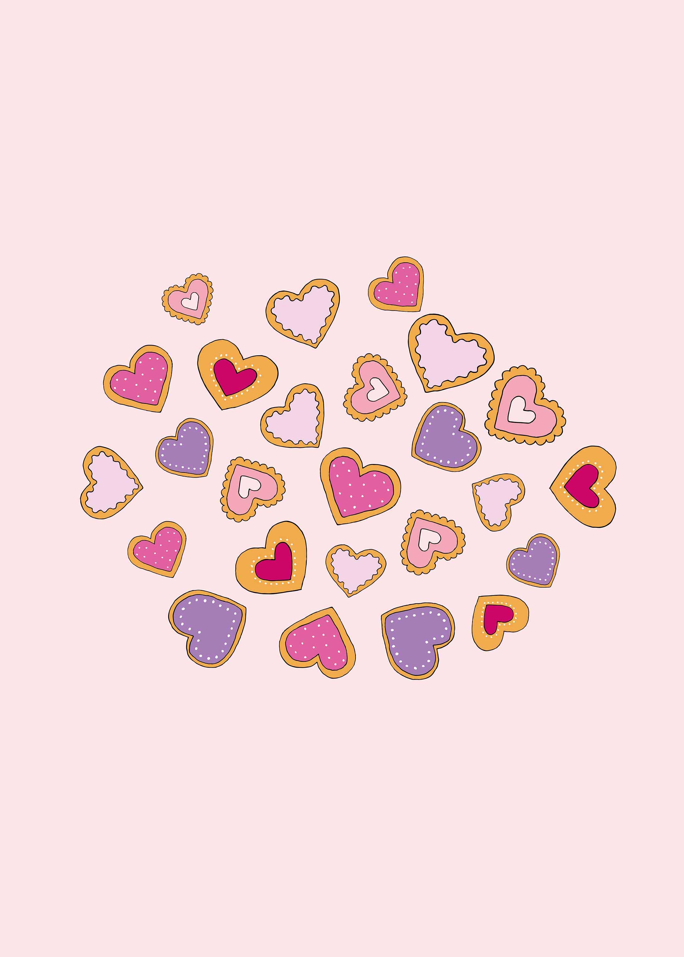 Valentine's Day heart cookies desktop wallpaper - free download for desktop, iPad and iPhone
