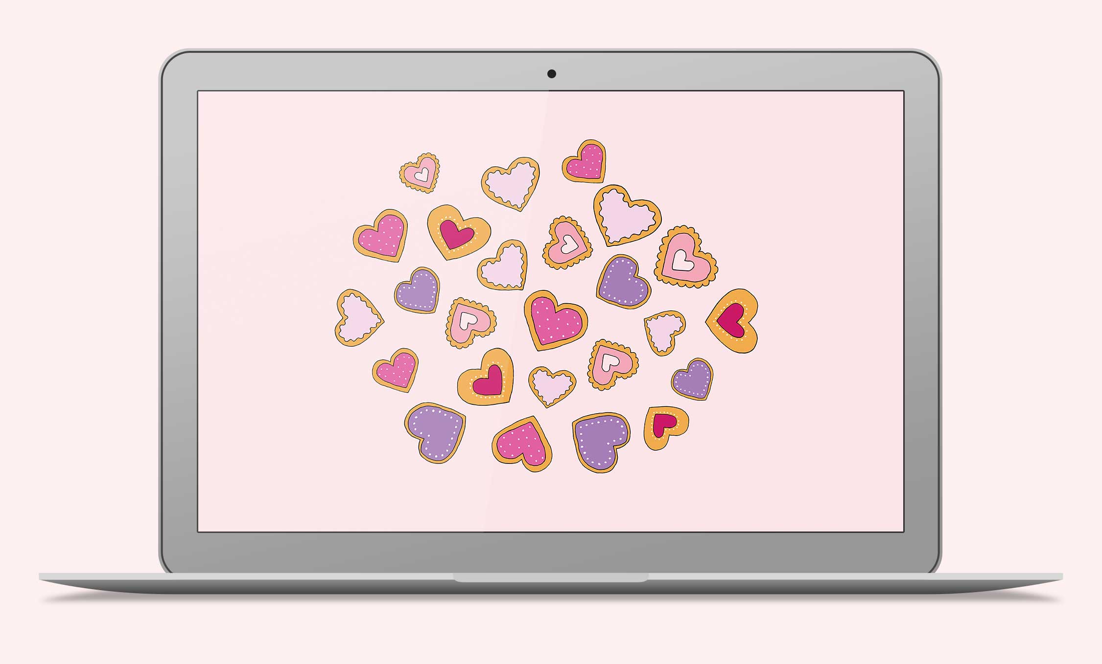 Valentine's Day heart cookies desktop wallpaper - free download for desktop, iPad and iPhone