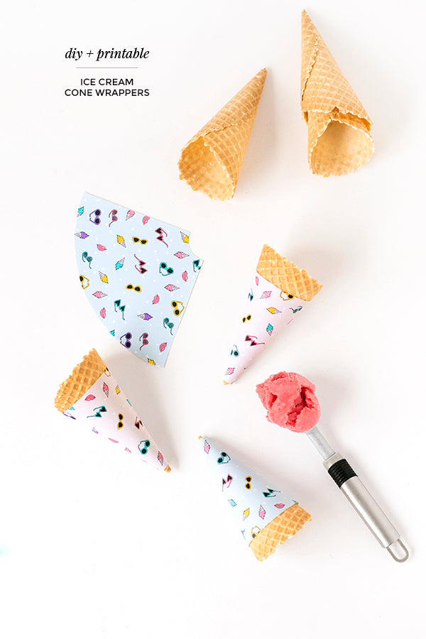 Printable summer ice cream cone wrappers