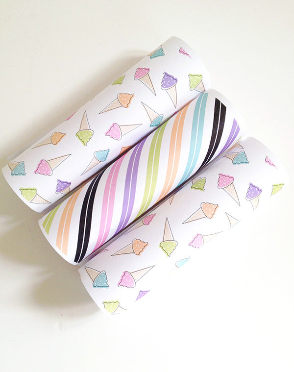 Birthday Gift Wrapping Paper Rolls with Ice Cream Print for Gift