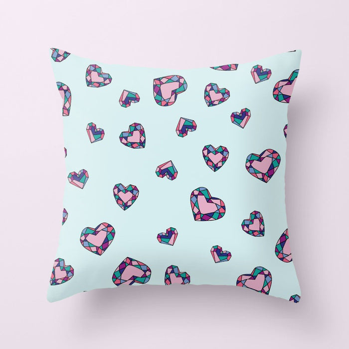 Jewel hearts pillow - Make and Tell on Society6