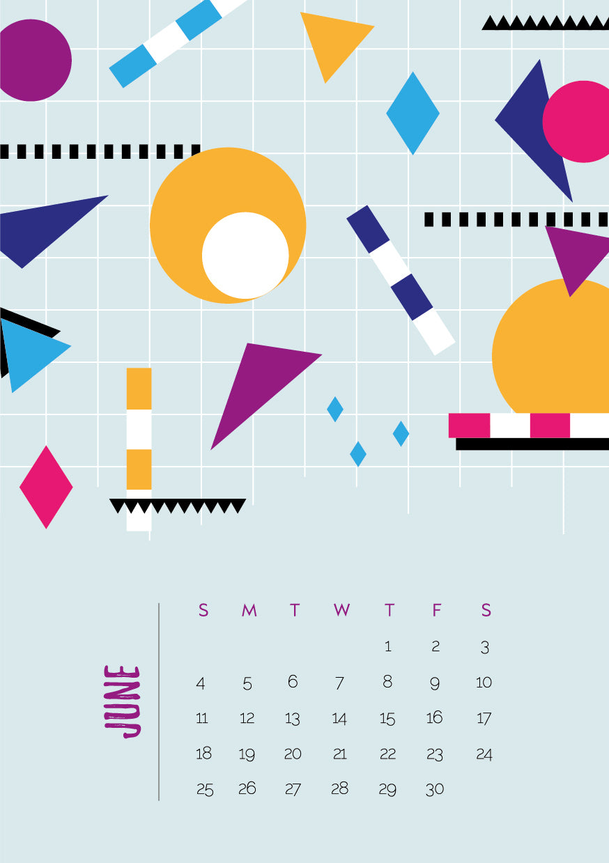 Printable June 2017 geometric calendar - free with this month's newsletter!