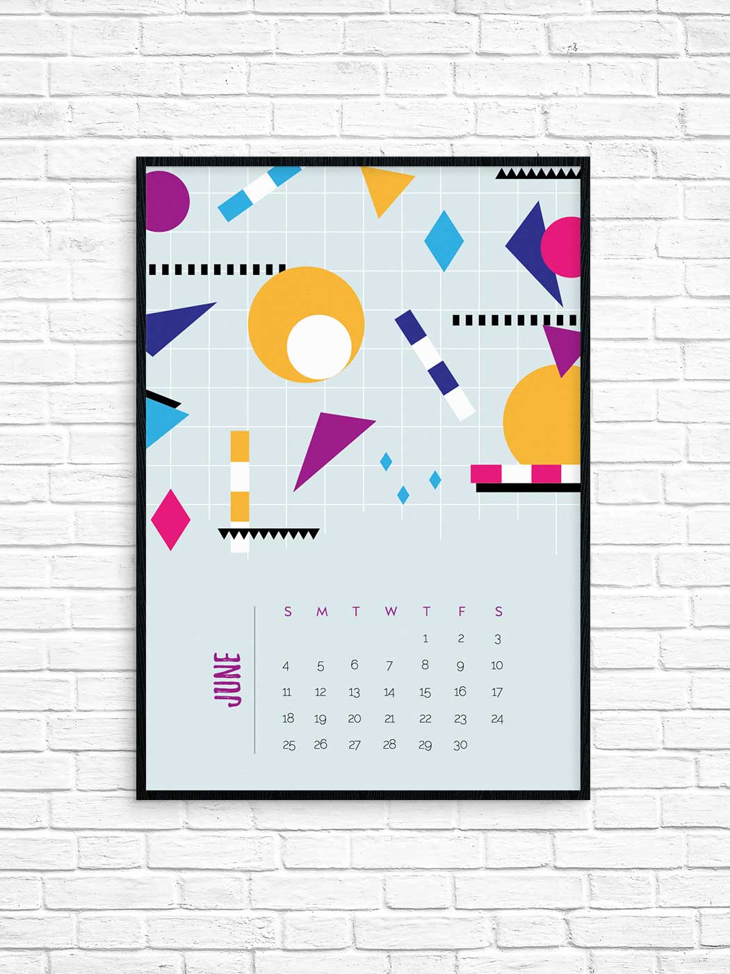 Printable June 2017 geometric calendar - free with this month's newsletter!