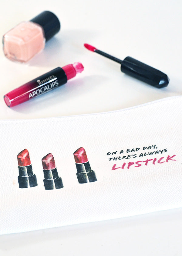 Lipstick print make-up bag