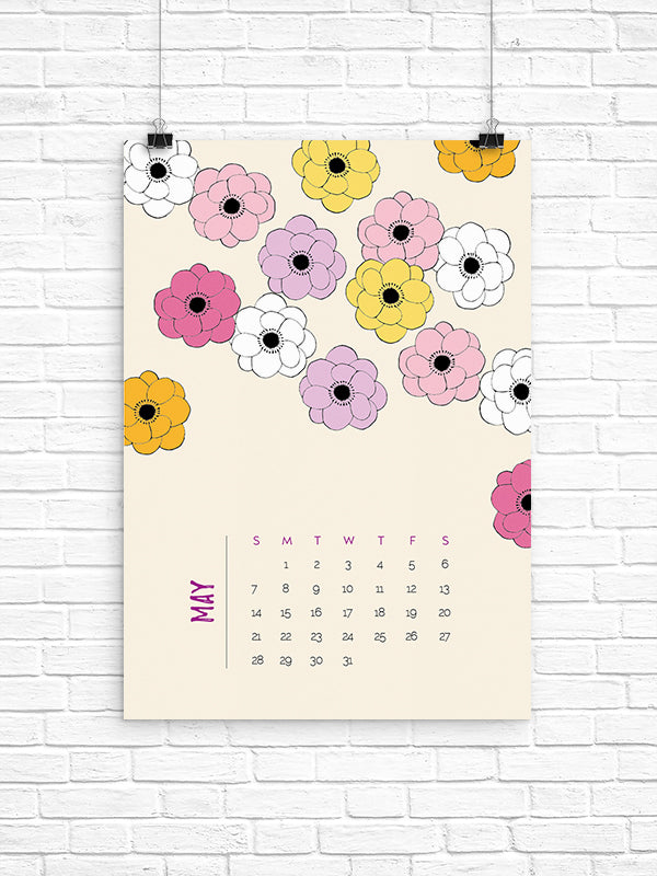 Printable May 2017 floral calendar - free with this month's newsletter!