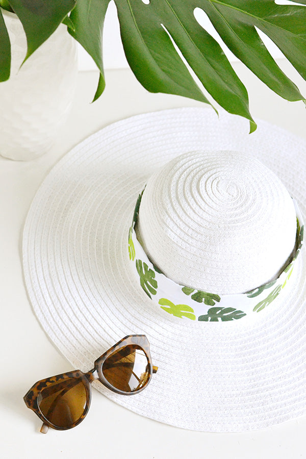 DIY tropical leaf hat band for Merry Mag Summer