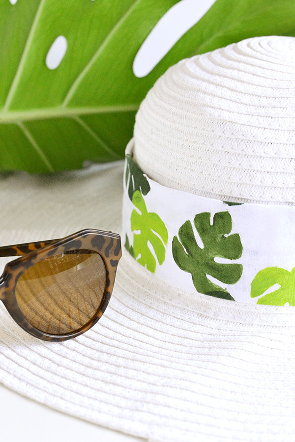 DIY tropical leaf hat band for Merry Mag Summer