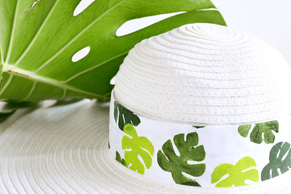 DIY tropical leaf hat band for Merry Mag Summer