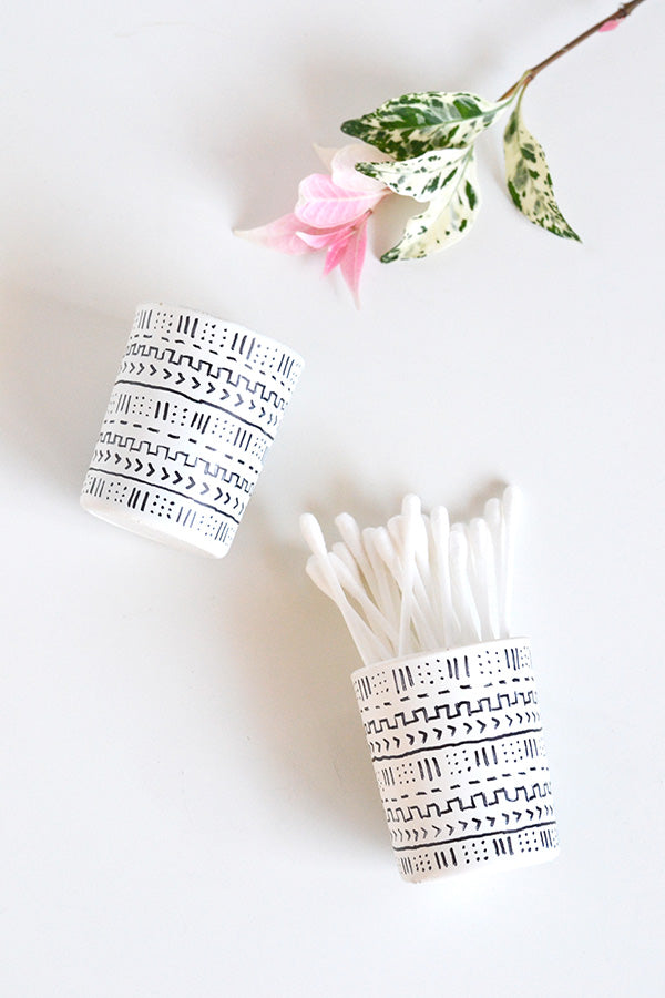 Repurposed mud cloth votives for Today's Creative Blog