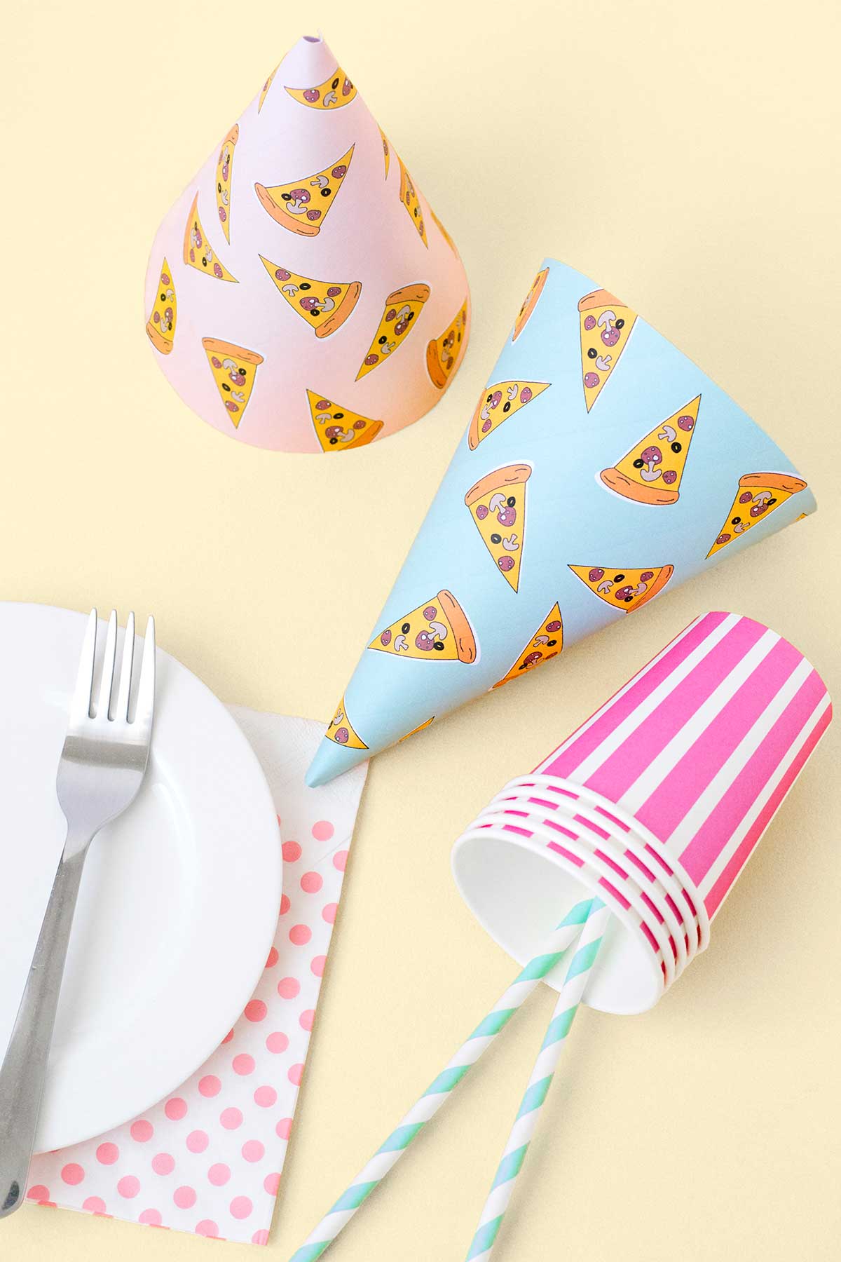 Pizza party hat printable - free with this month's newsletter!