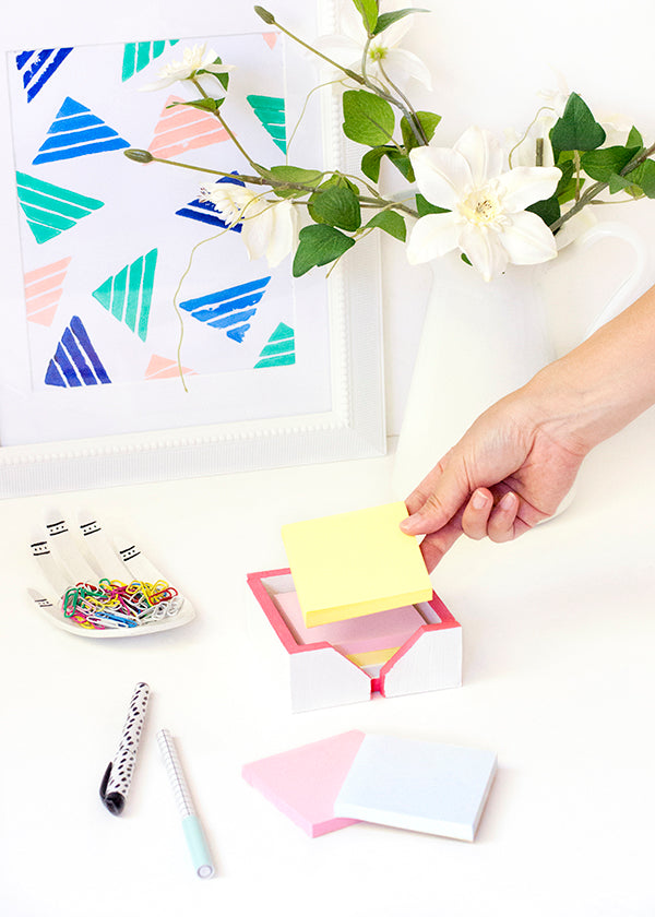 DIY wooden sticky note holder