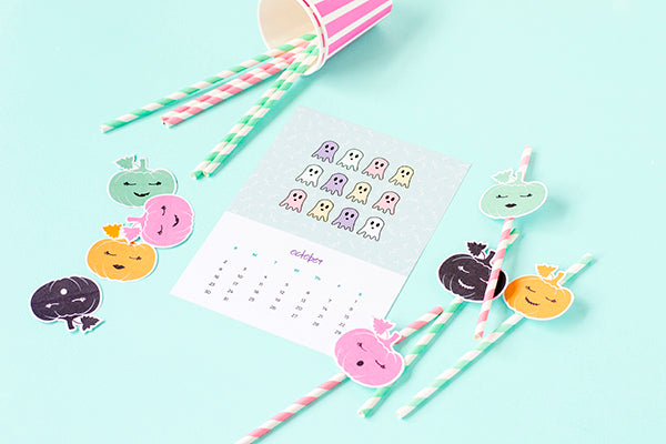 Printable pumpkin straw toppers and ghost calendar