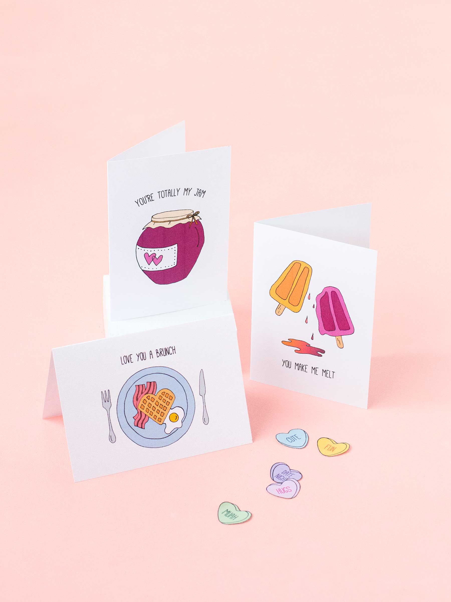 Printable punny food Valentine's Day cards - free download!