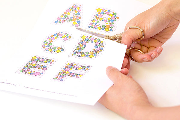 Printable rainbow star letters for garlands, gifts and parties