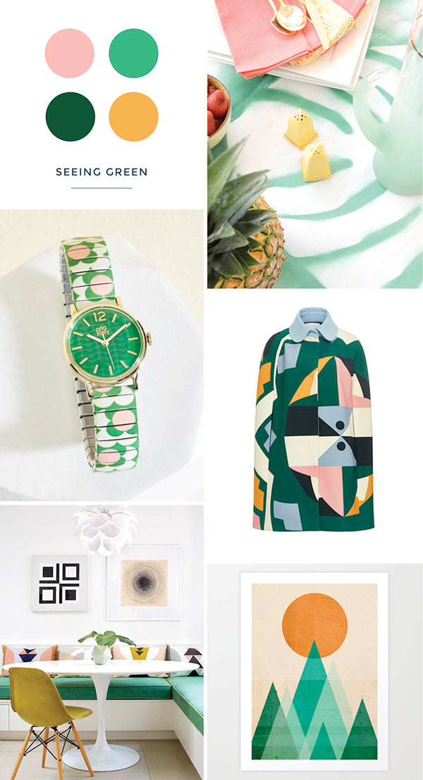 Emerald and forest green mood board