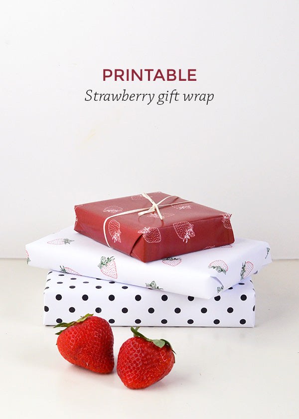 printable strawberry gift wrap