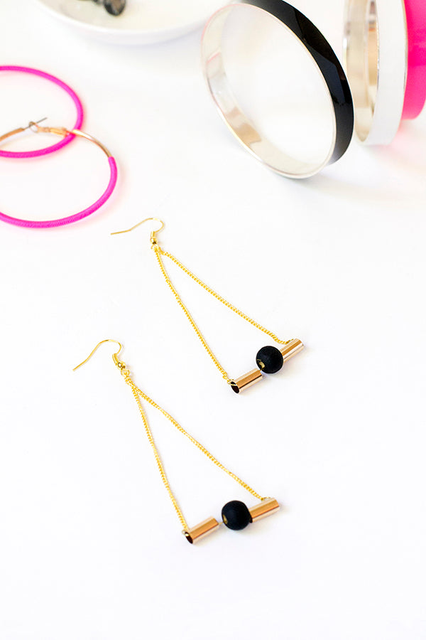 DIY gold swing earrings