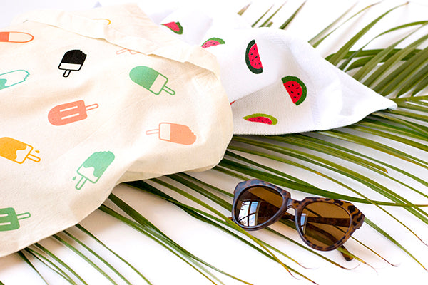 DIY watermelon towel and popsicle tote for Curbly