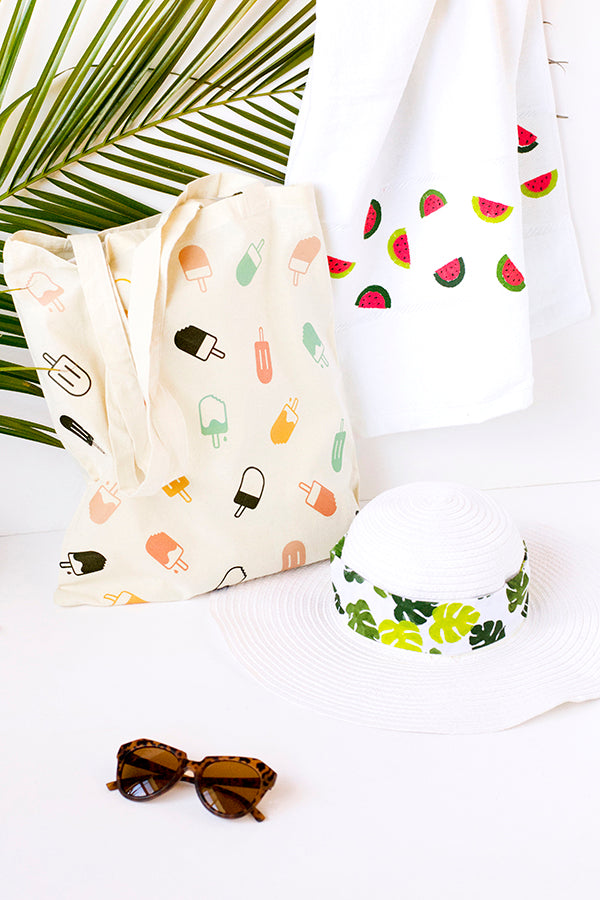 DIY watermelon towel and popsicle tote for Curbly