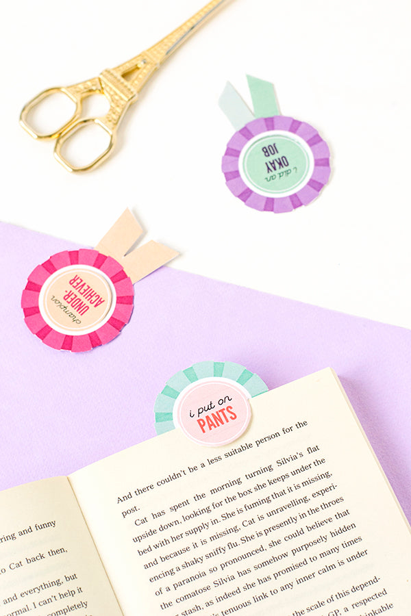 Underachiever prize ribbon bookmarks - DIY plus free printable!