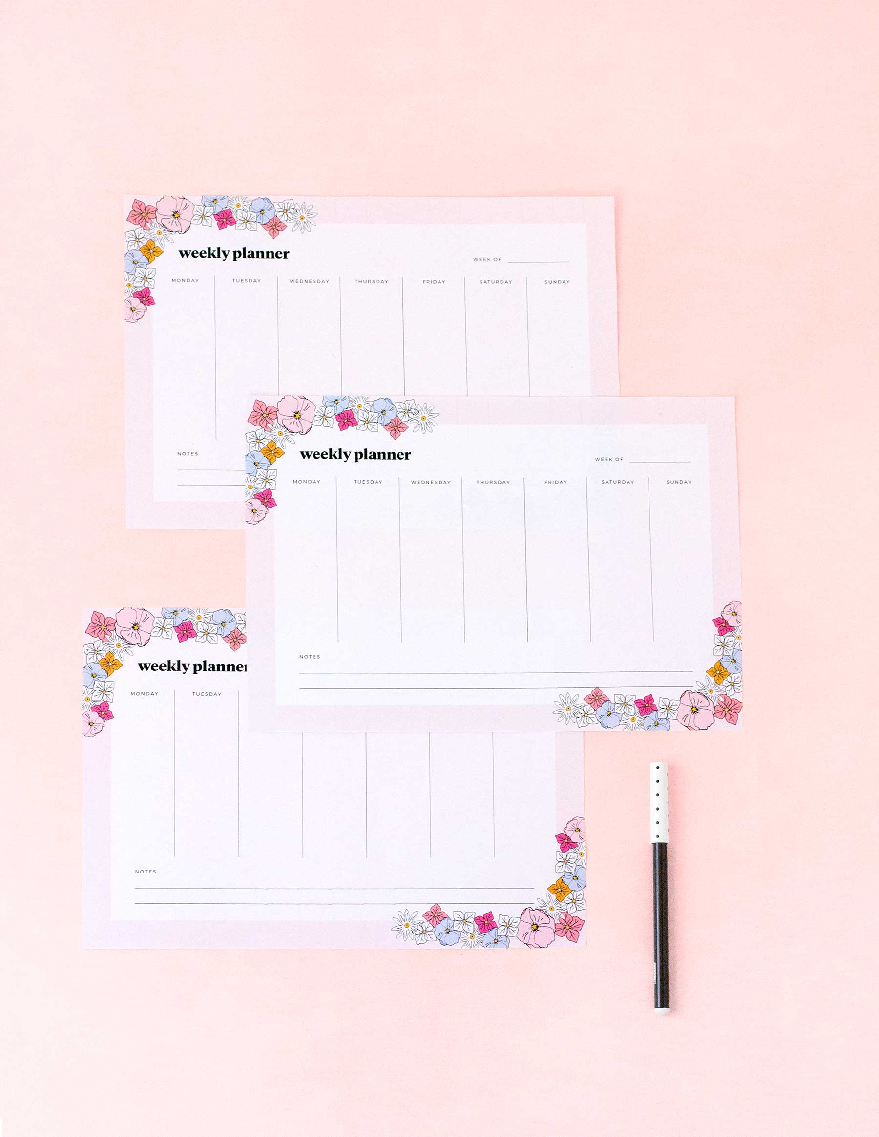 Printable floral weekly planner - free download!