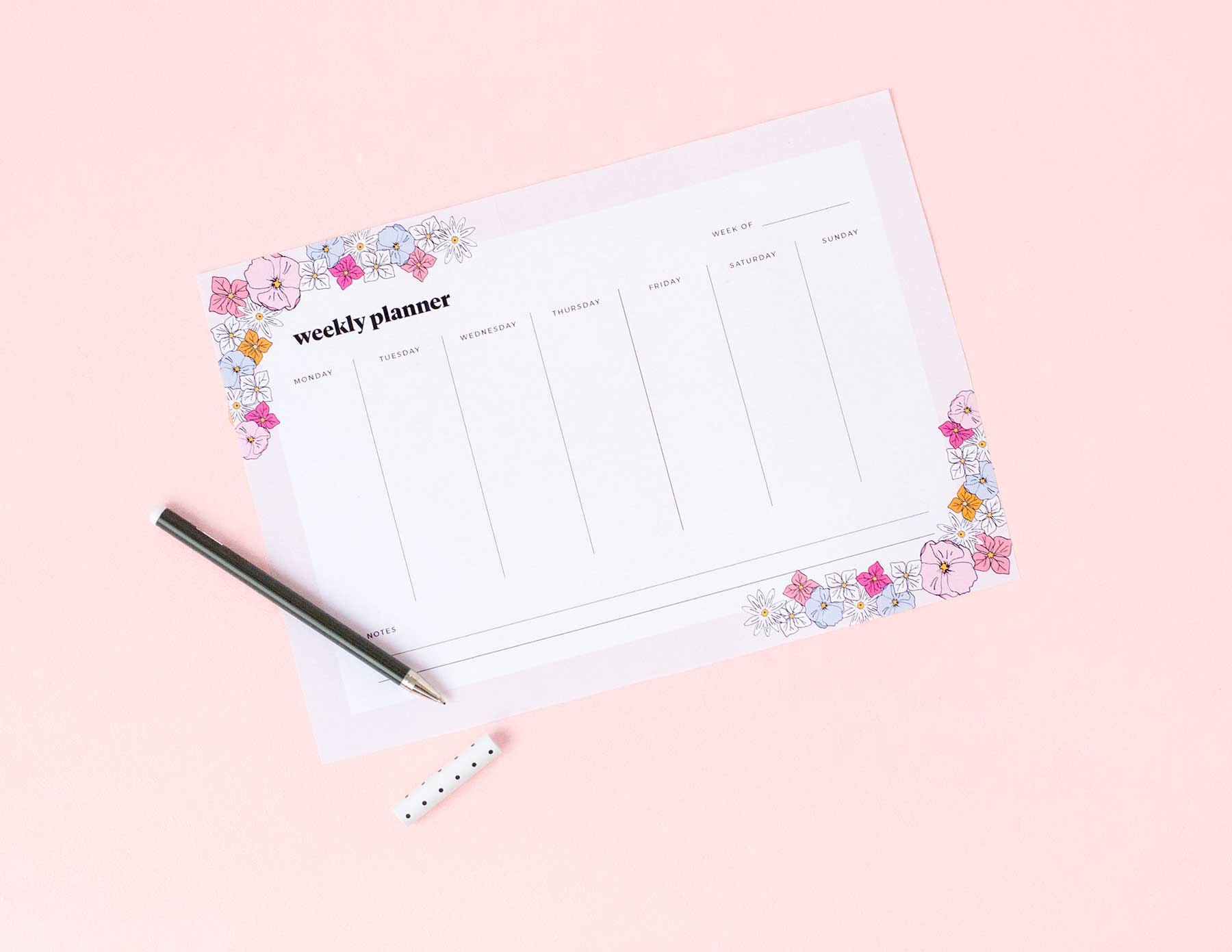 Printable floral weekly planner - free download!