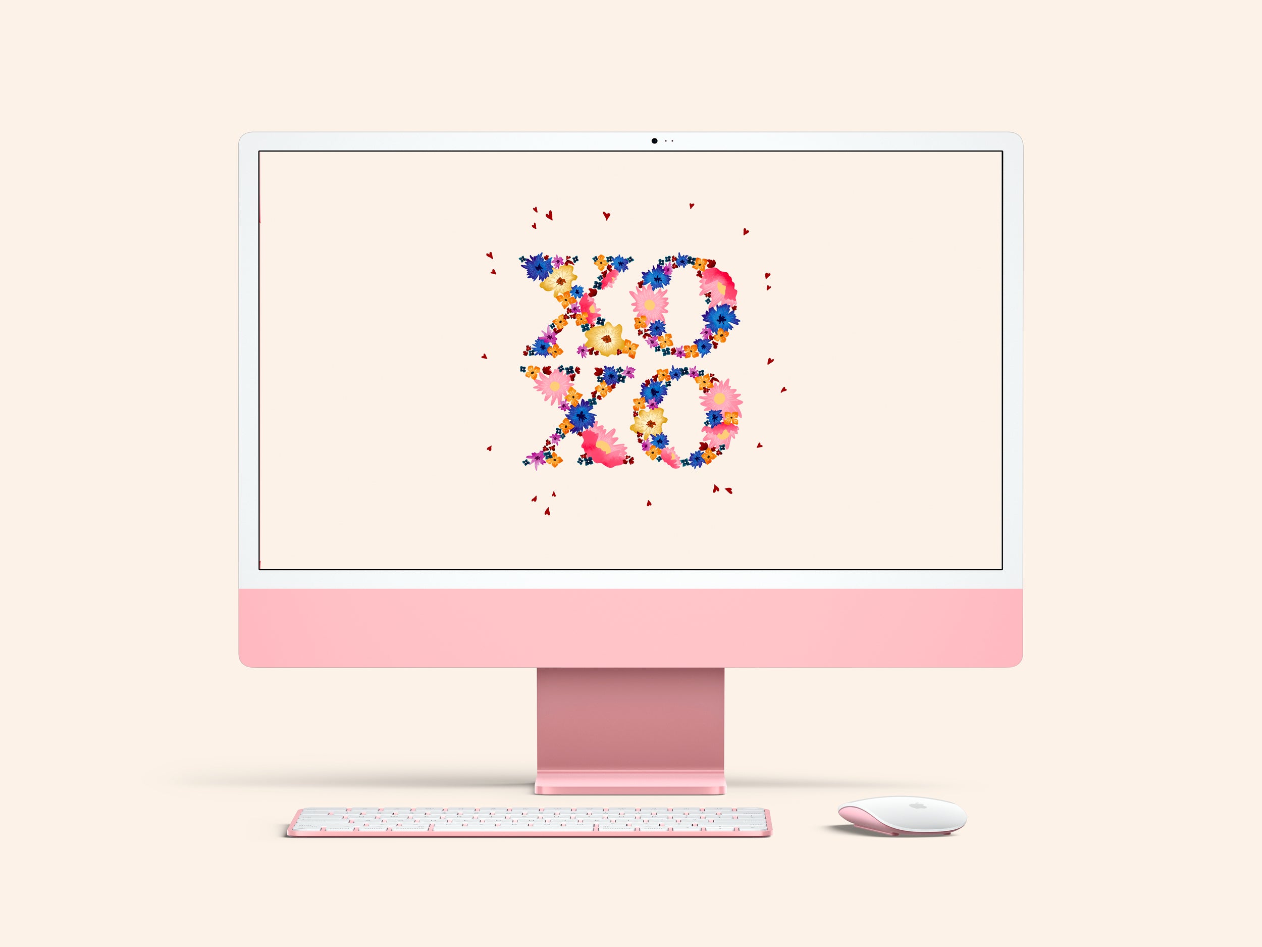 Floral xoxo desktop, phone and tablet wallpaper