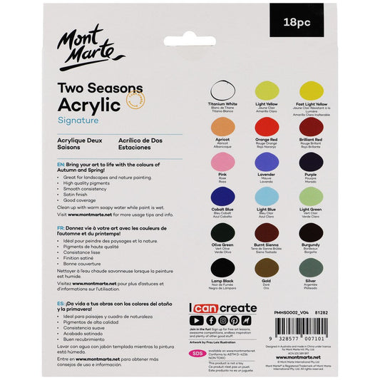 Mont Marte Two Seasons Watercolor Paint Sets 18pc x 12ml