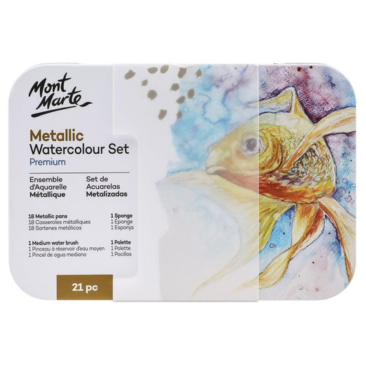 mont marte metallic watercolor paint set, 16 colors + brush