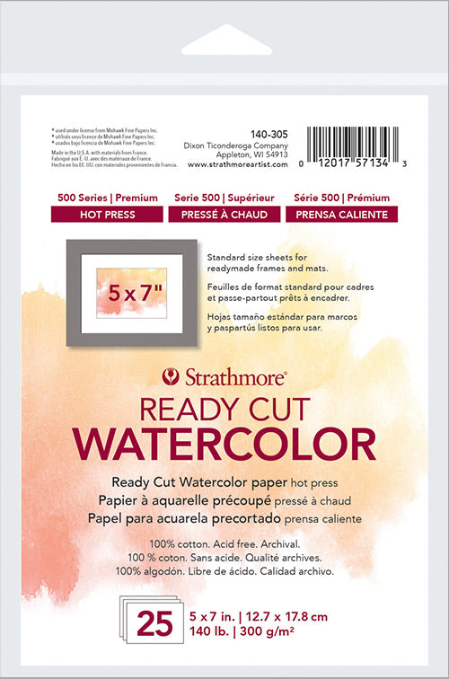 WATERCOLOR PAPER STRATHMORE 300 SERIES 140LB-300gr 22x30 inches COLD PRESS  373-10