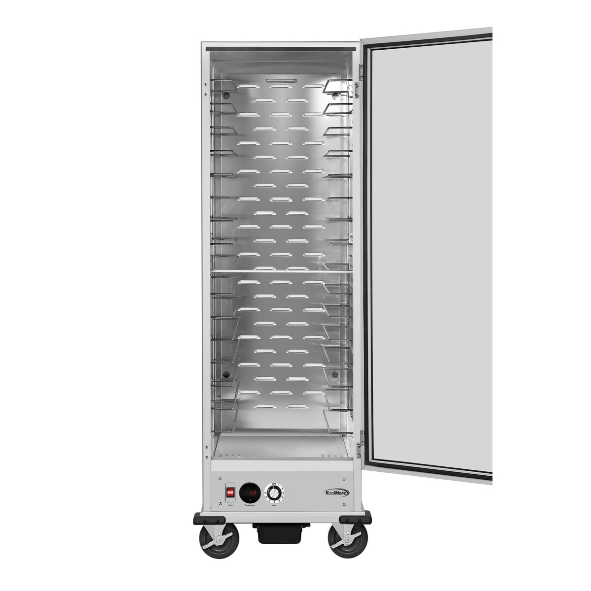 33 in. Commercial Non-Insulated Heated Holding Cabinet with Wire Racks and Glass Door in Silver