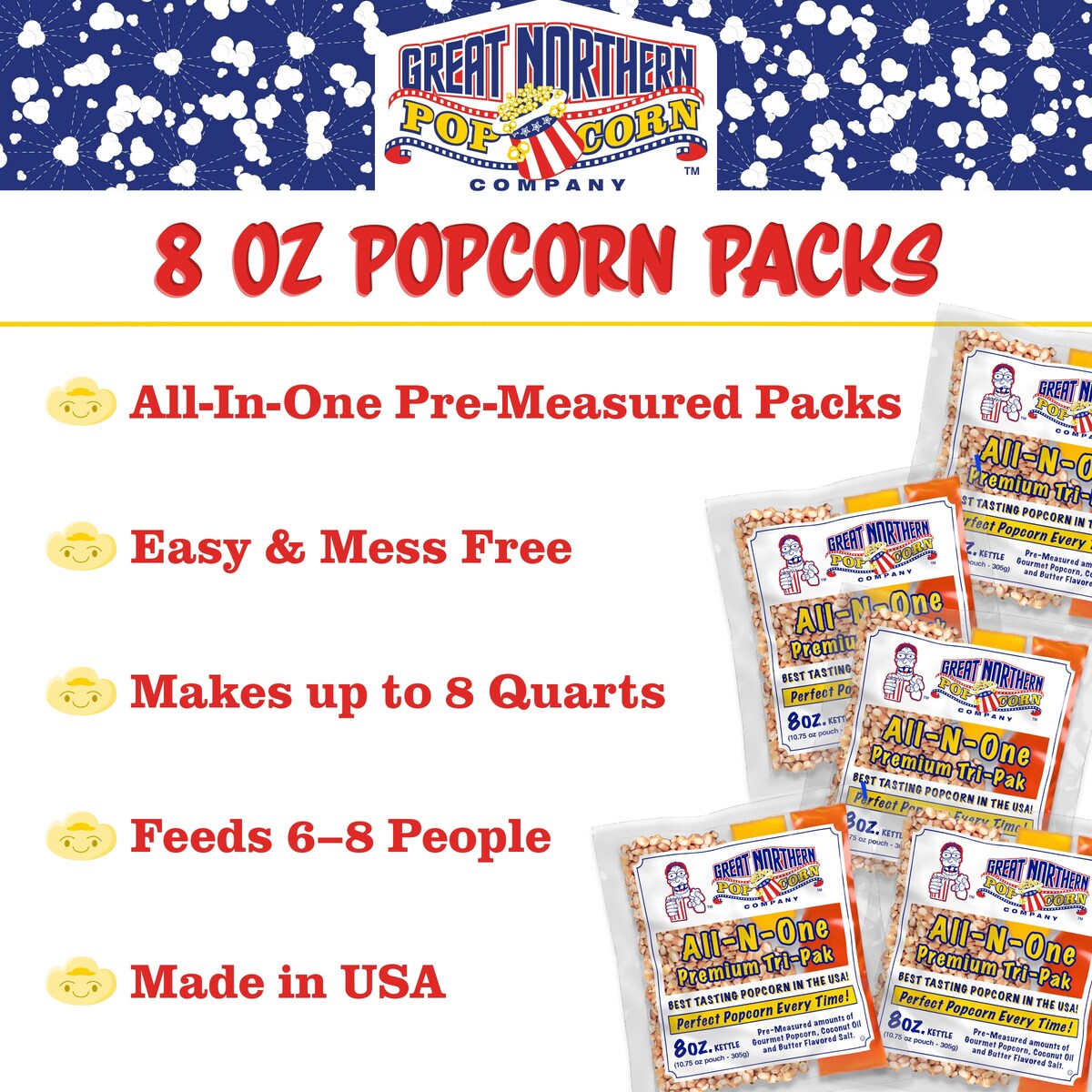 Foundation Popcorn Machine and Cart and 5 All-In-One Popcorn Packs by Great Northern Popcorn (Red)