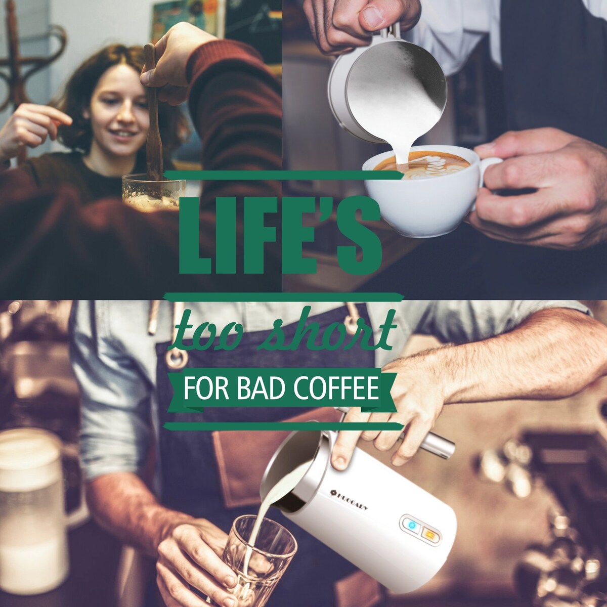 HUOGARY Stainless Steel Coffee Milk Frother and milk heater