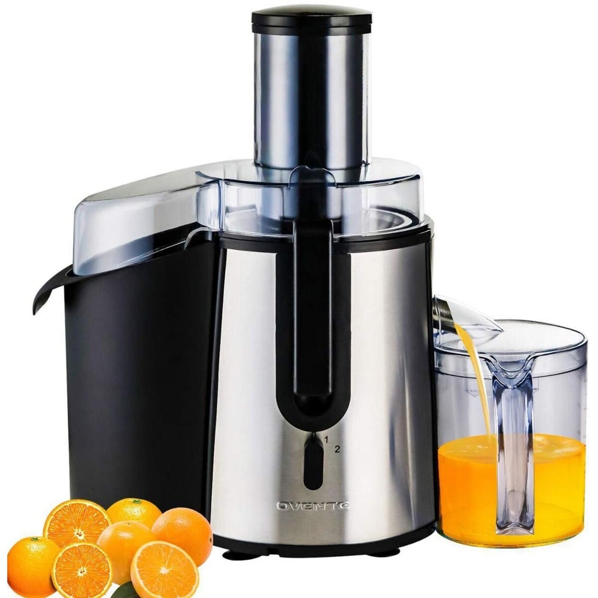 Ovente Electric Cold Press Juicer Extractor Machine, Silver JE7607BR
