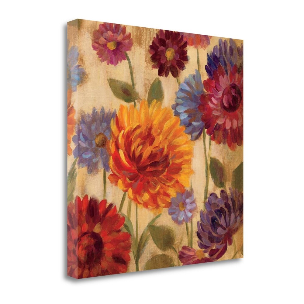"Rainbow Dahlias Crop III" By Silvia Vassileva, Giclee on Gallery Wrap Canvas