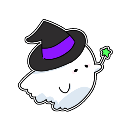 Ghost with witch hat.