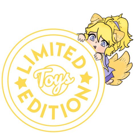 Limited Edition Toys logo with mascot Ellie hanging on it. 