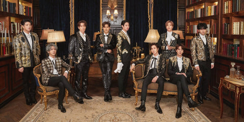 K-pop boy group Super Junior from "The Renaissance" era. 